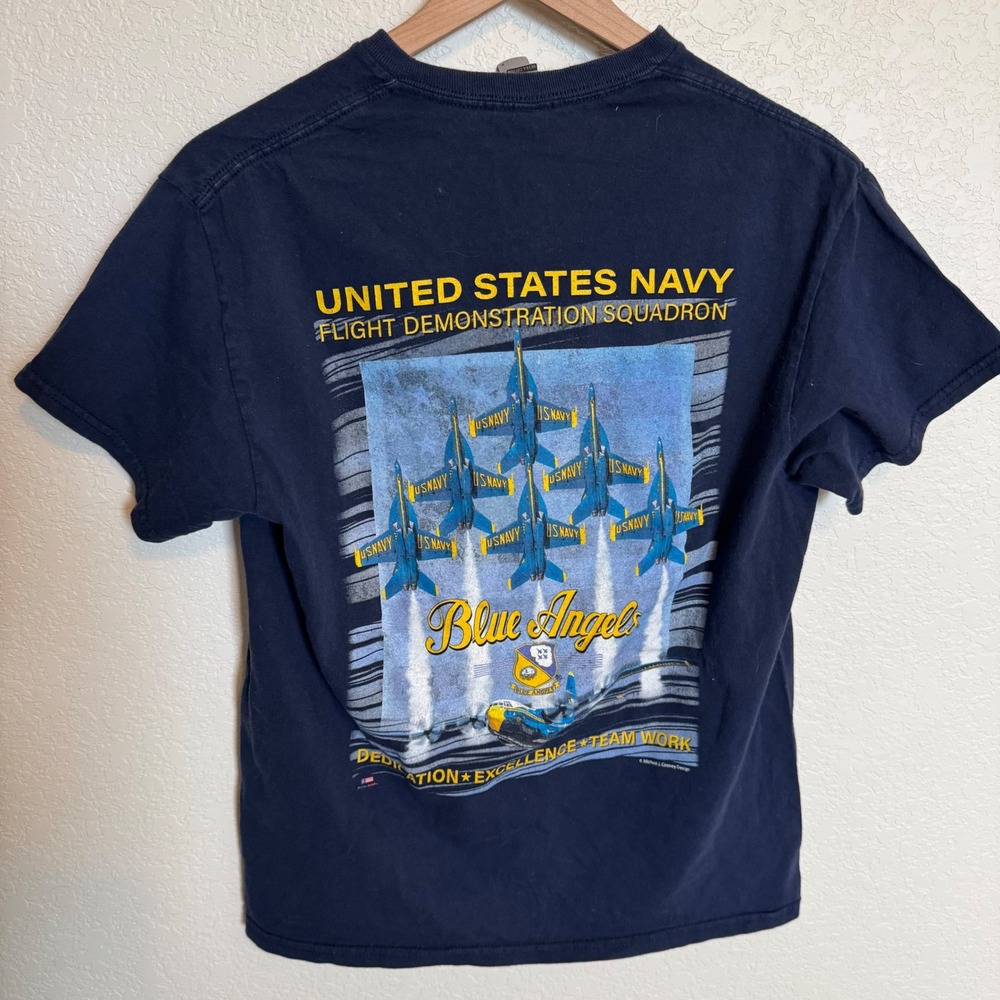 Vintage Style Military Gildan Blue Angels Graphic Tee Size Medium Blue